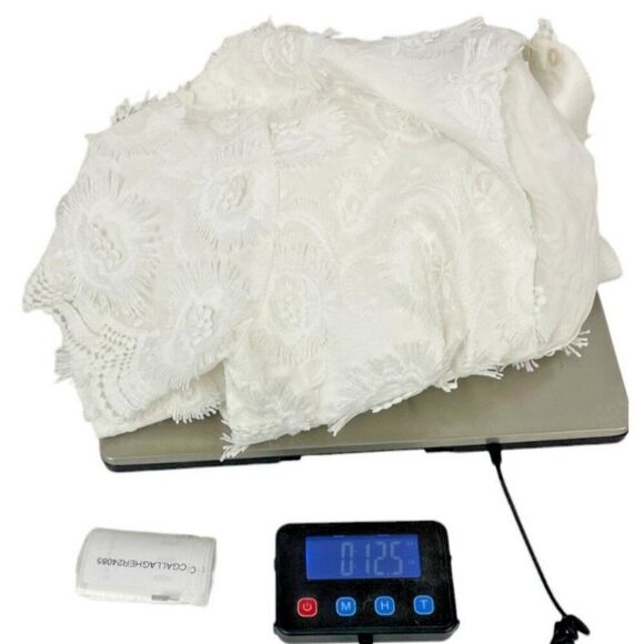 Zara Womens Dress S Small Mini White Fringed Trim Short Sleeve 8266/531 NWT - Picture 12 of 12